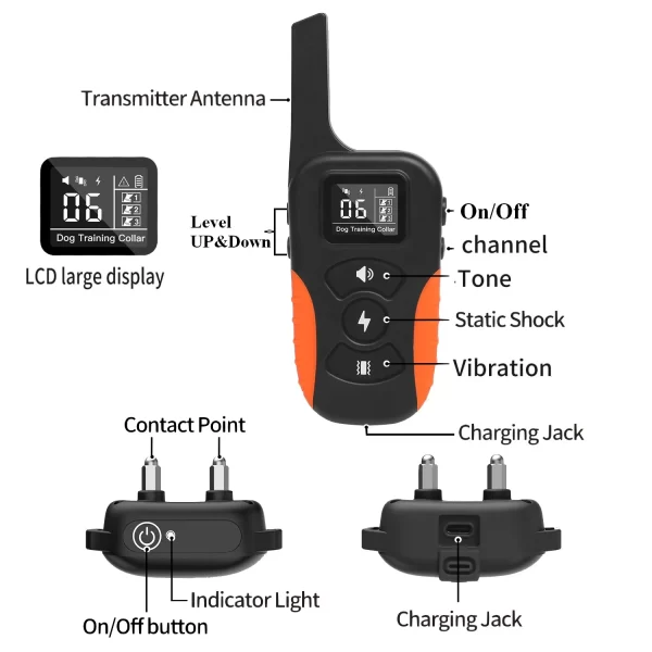 3300ft Remote Dog Training Collar Vibrating Dog Collar Beep Vibrate Electric Shock IPX7 Waterproof Rechargeable Bark Stop - Image 2