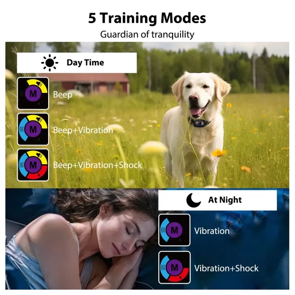 Automatic Anti Bark Collar Dog Training Bark Stopper with 5 Adjustable Sensitivity Beep Vibration Shock Collar IP67 Waterproof - Image 3