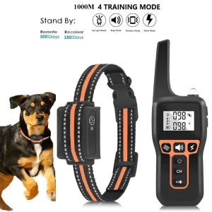 1000m Electric Pet Dog Training Collar IP67 Waterproof Rechargeable Pet Anti Bark Control Sound Vibration Shock Dog Training