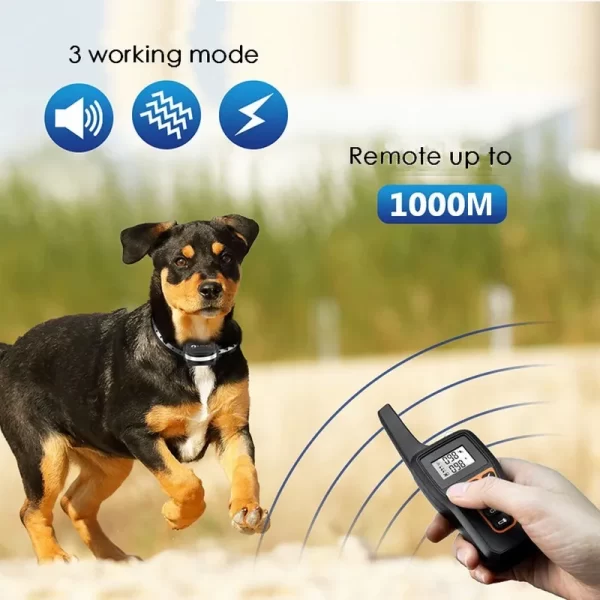 1000m Electric Pet Dog Training Collar IP67 Waterproof Rechargeable Pet Anti Bark Control Sound Vibration Shock Dog Training - Image 2