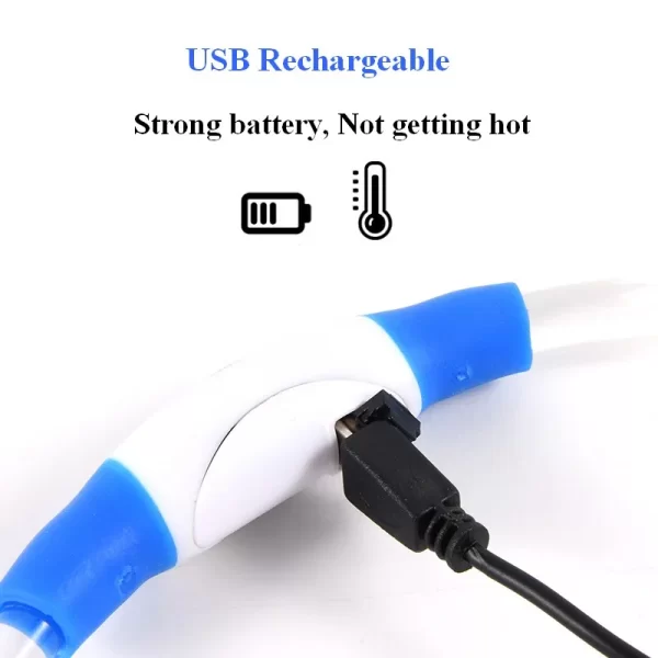 LED Dog Collar Rechargeable 3 Working Mode More Lighter Max 70cm Night Safety Flashing Glow Collar Anti Lost Night Collar - Image 3