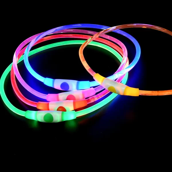 LED Dog Collar Rechargeable 3 Working Mode More Lighter Max 70cm Night Safety Flashing Glow Collar Anti Lost Night Collar - Image 2