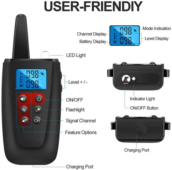 No Shock No Pins Dog Training Collar 3300ft Remote IP67 Waterproof Rechargeable Pet Training Collar Sound Vibration Shock Free - Image 2